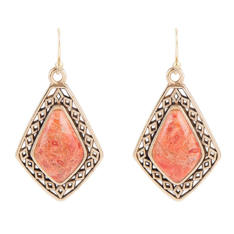 Native Vibe Orange Sponge Coral Arrow Earrings
