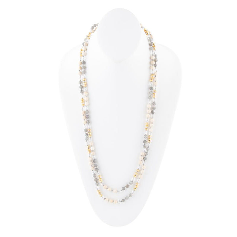 Natural Shine Grey Agate Endless Necklace