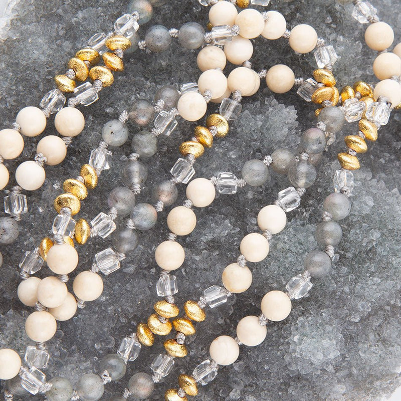 Natural Shine Grey Agate Endless Necklace