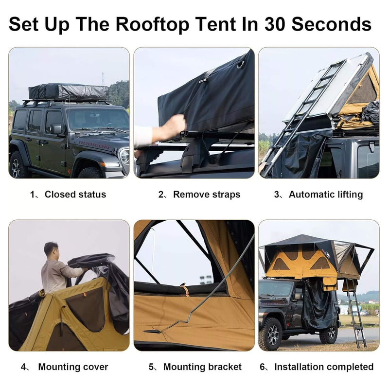 Naturnest Andromeda Khaki Soft Shell Rooftop Tent With Large Panoramic Skylight & YKK Doors (SAK72384)