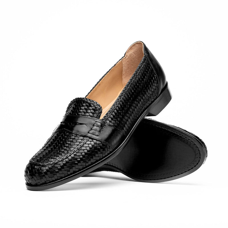 15-585-BLK NICOLA Italian Calfskin Basketweave, Black