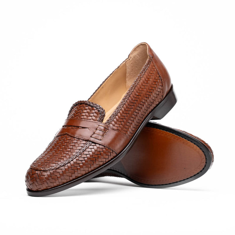 15-585-CGN NICOLA Italian Calfskin Basketweave, Cognac
