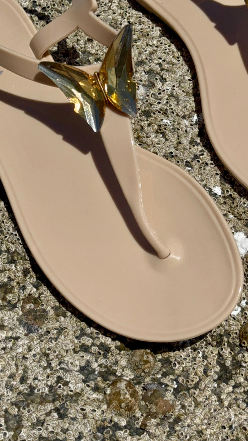 ALIANA Black Gel Beach Sandals