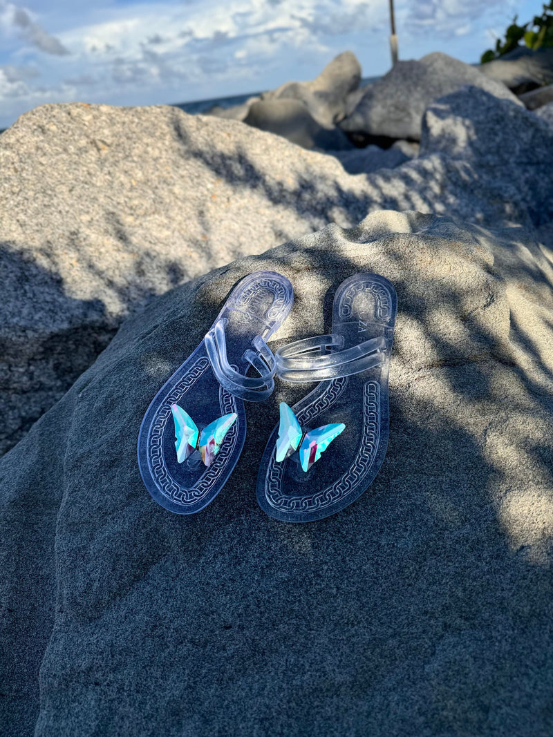 NINA black gel beach sandals