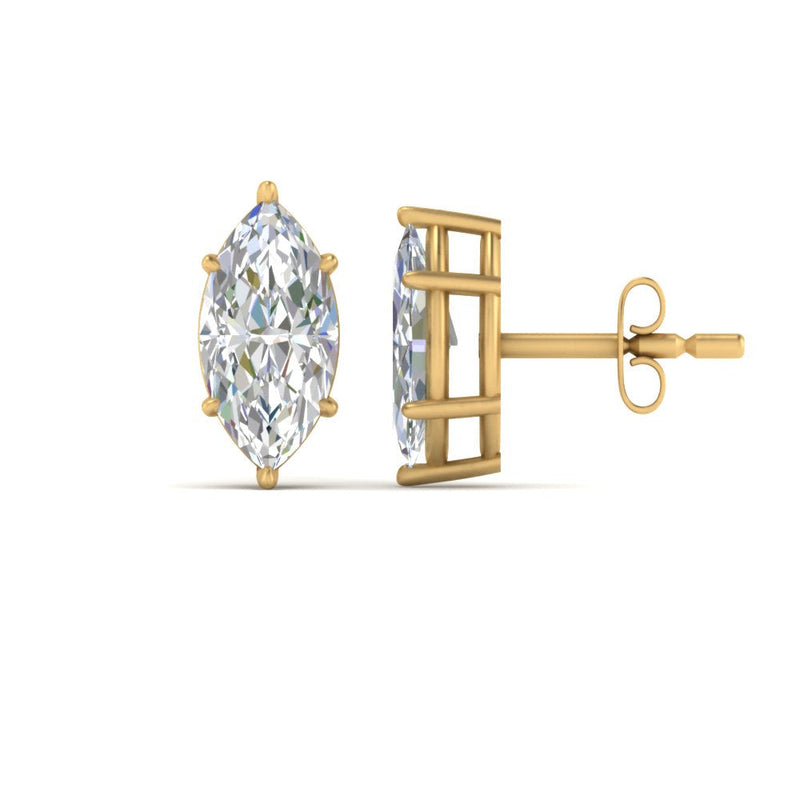 6 Prong Marquise Diamonds Solitaire Stud Earring in Basket Setting