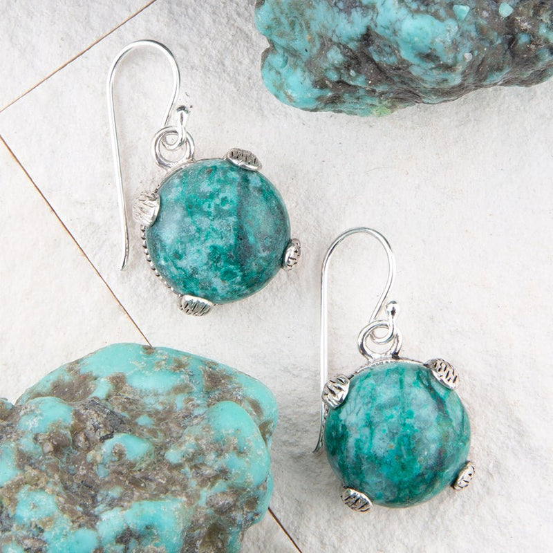 Nomad Blue Chrysocolla and Sterling Silver Drop Earrings