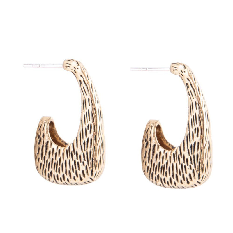 Nomad Textured Golden Half Hoop Earrings