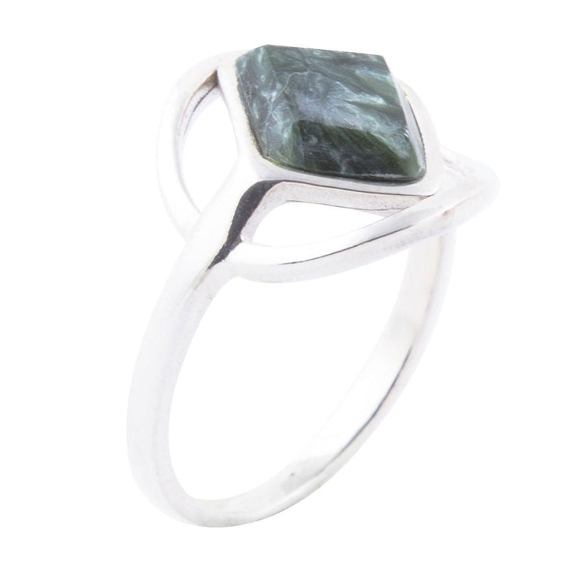 North Star Green Seraphinite and Sterling Silver Ring
