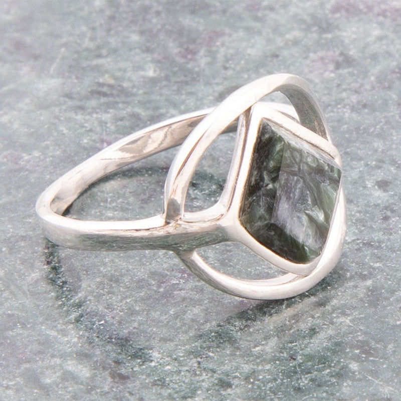 North Star Green Seraphinite and Sterling Silver Ring