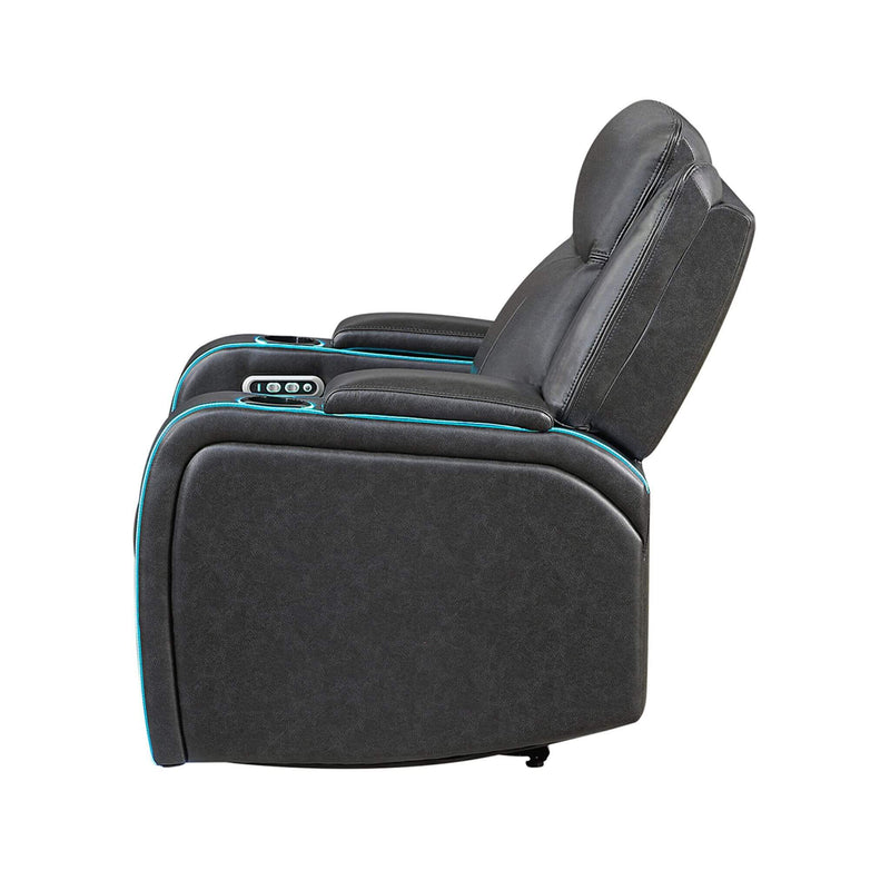 Nuvia Luxury Charcoal Upholstered Power Recliner Armchair With LED Lights (SAK16429)