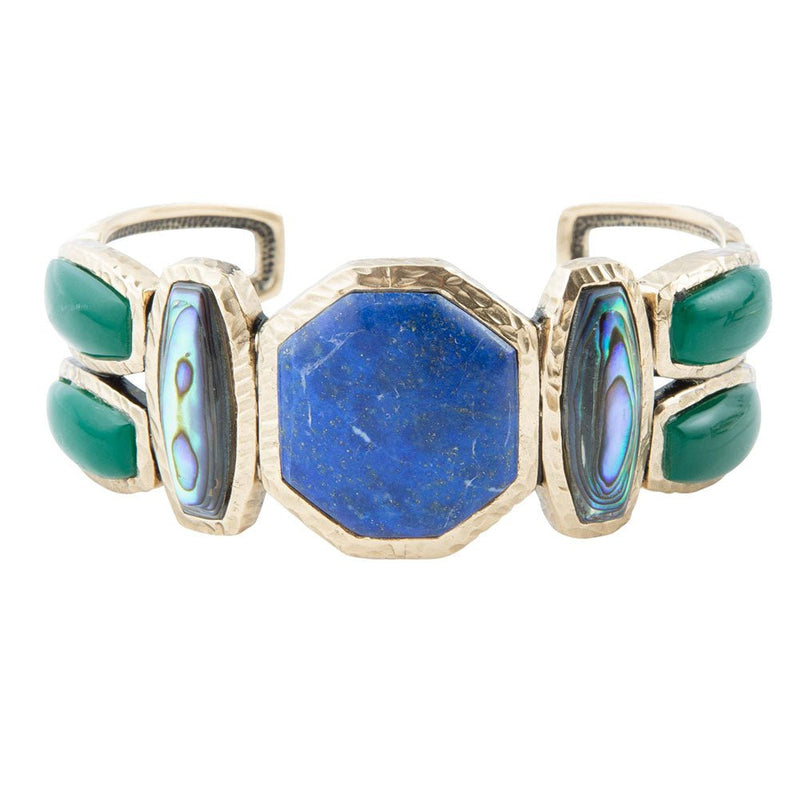 Odyssey Blue Lapis Colorful Golden Cuff Bracelet