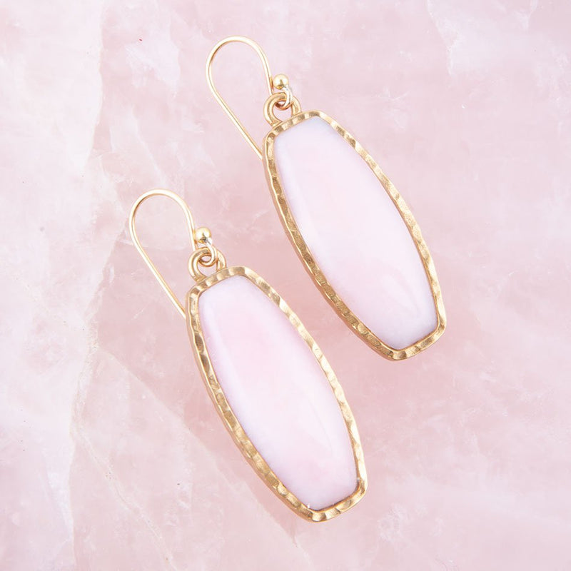 Odyssey Long Pink Opal and Bronze Earrings