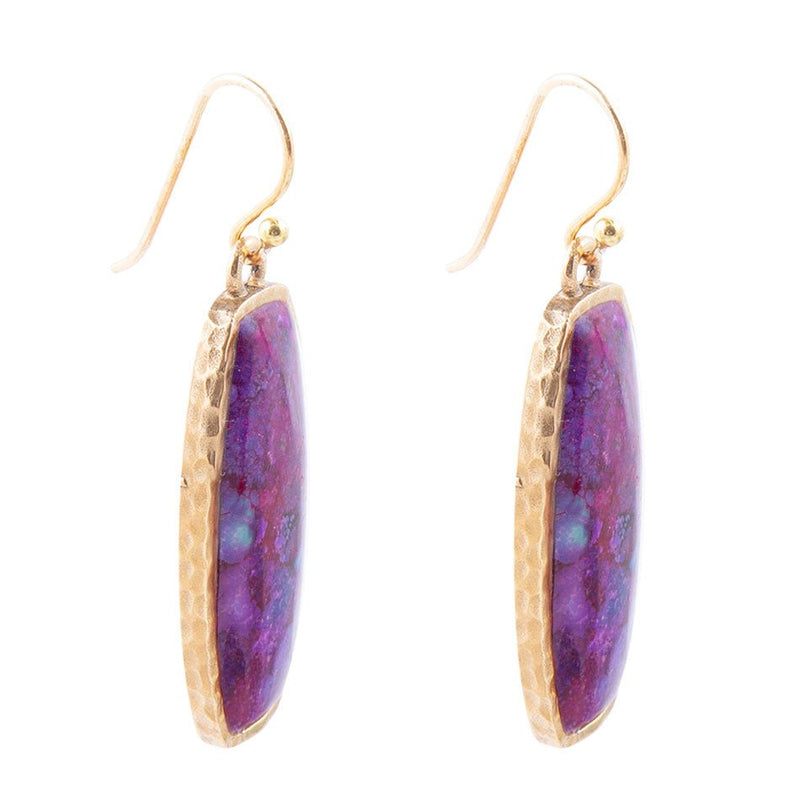 Odyssey Long Purple Turquoise and Bronze Statement Earrings