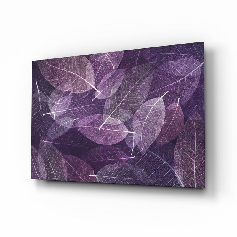 Purple Leaf Glass Wall Art
