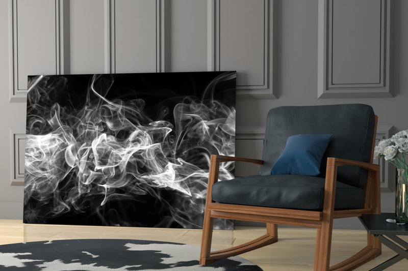 White Smoke Glass Wall Art