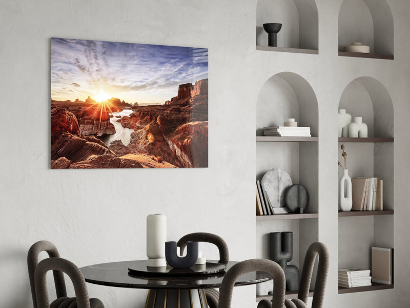 Canyon and Sunset Glass Wall Art
