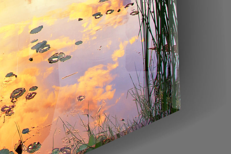 Sunset on the Dock Glass Wall Art