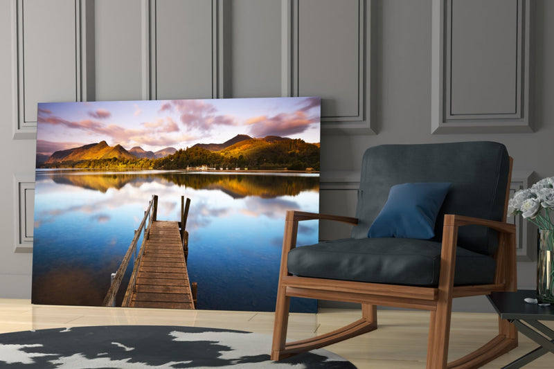 Lake Landscape Glass Wall Art