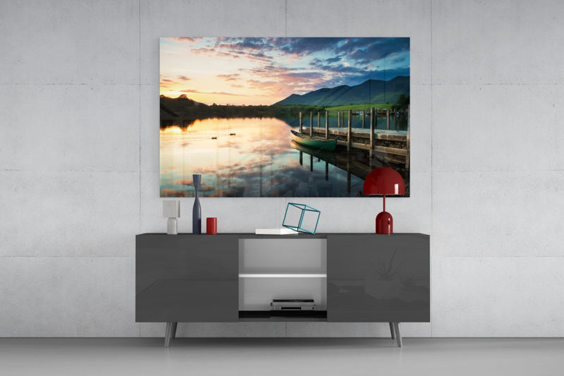 Lake Landscape Glass Wall Art