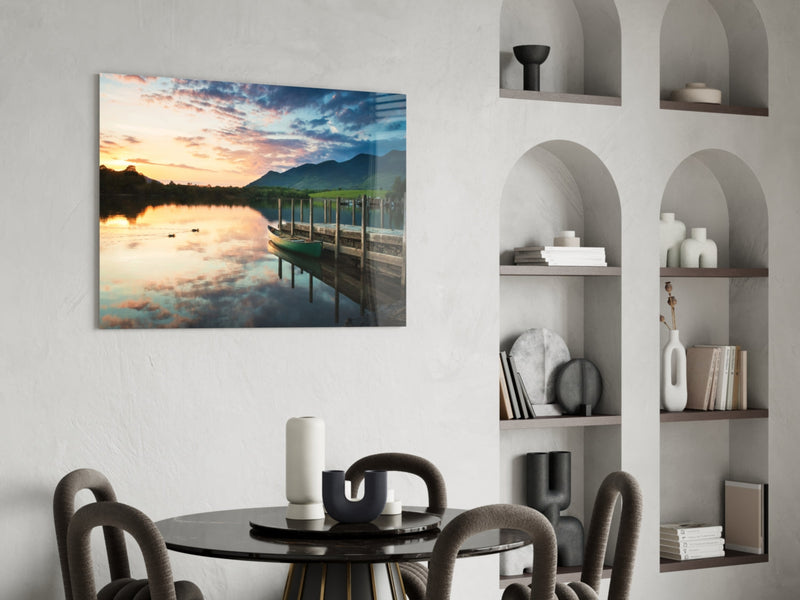 Lake Landscape Glass Wall Art