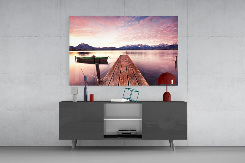 Sunset on the Beach Glass Wall Art