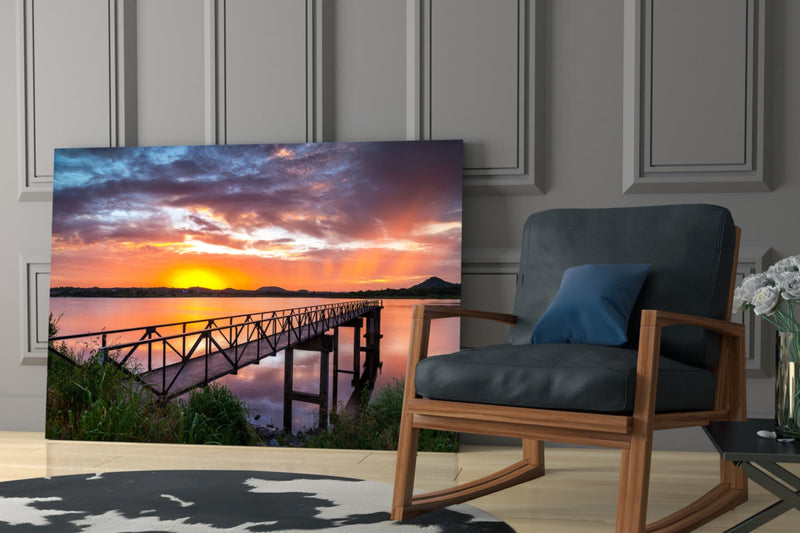 Sunset on the Beach Glass Wall Art