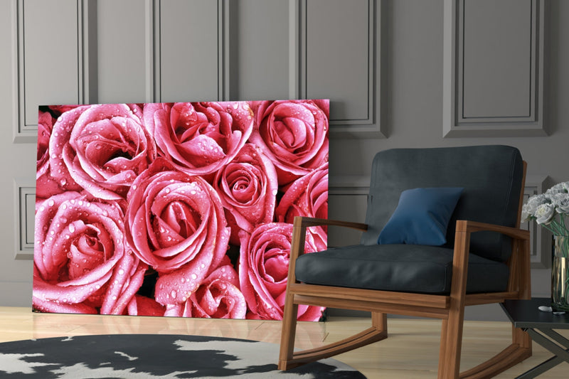 Pink Rose Glass Wall Art