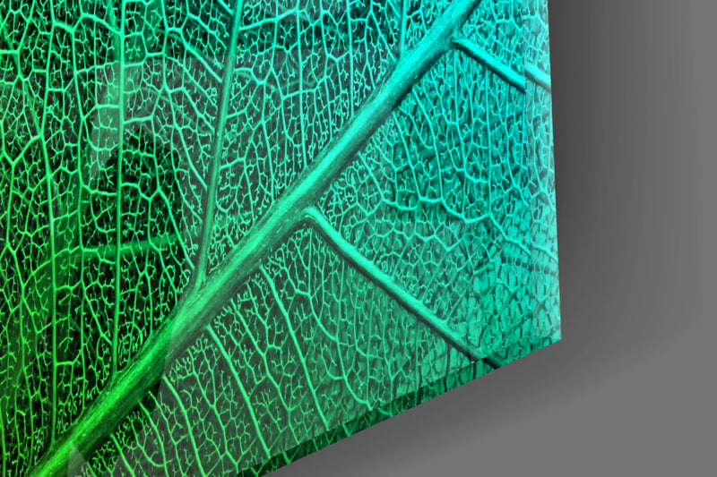 Green Leaf Glass Wall Art
