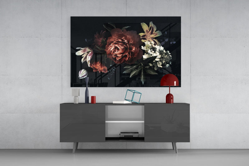 Floral Pattern Glass Wall Art