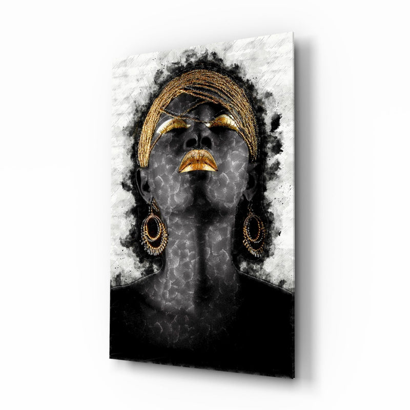 African Woman Portrait Glass Wall Art
