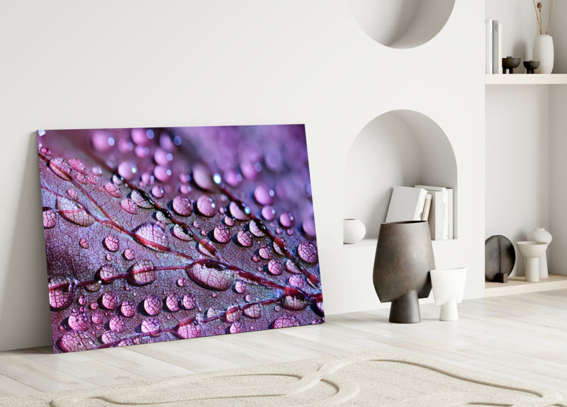 Purple Leaf Glass Wall Art