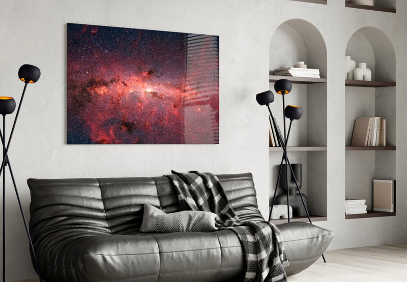 Red Nebula Glass Wall Art