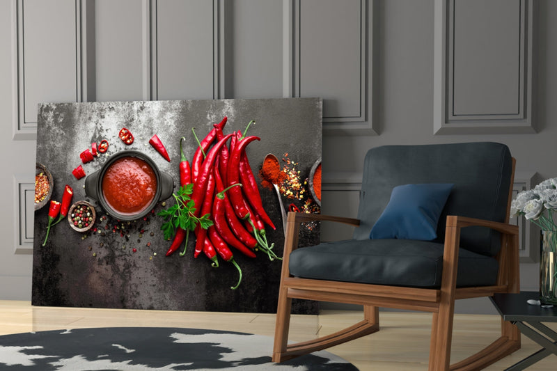 Red Peppers Glass Wall Art