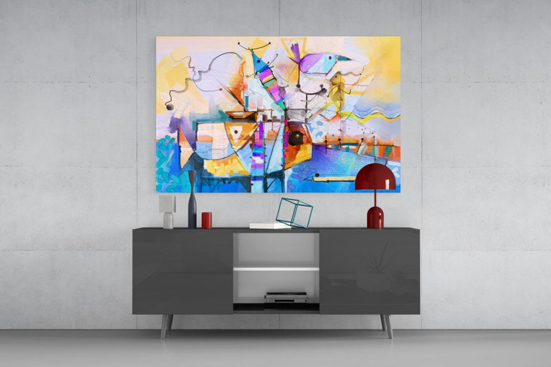 Abstract Colors Glass Wall Art