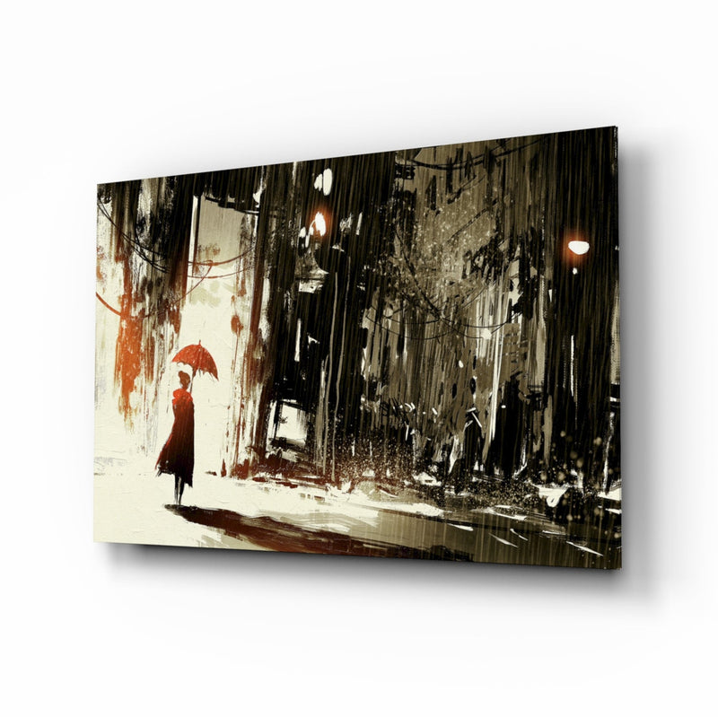 Rainy City Glass Wall Art