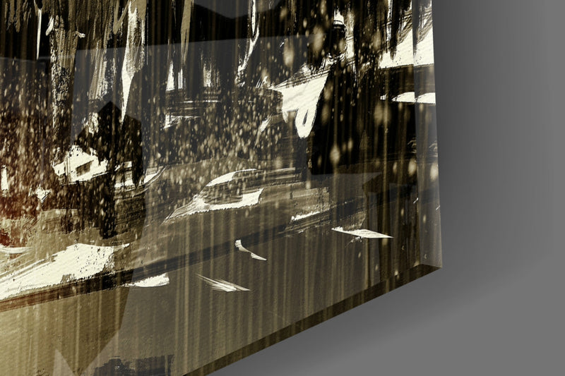 Rainy City Glass Wall Art
