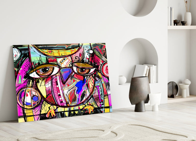 Abstract Owl Glass Wall Art