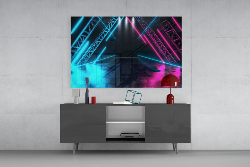 Neon Lights Glass Wall Art