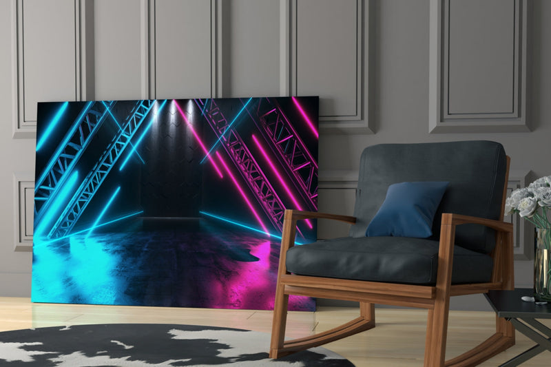 Neon Lights Glass Wall Art