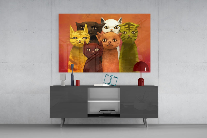 Cats Glass Wall Art