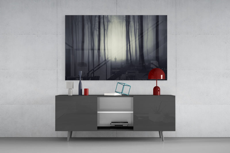 Foggy Forest Glass Wall Art