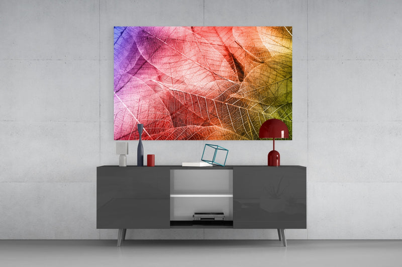 Macro Leaves Glass Wall Art