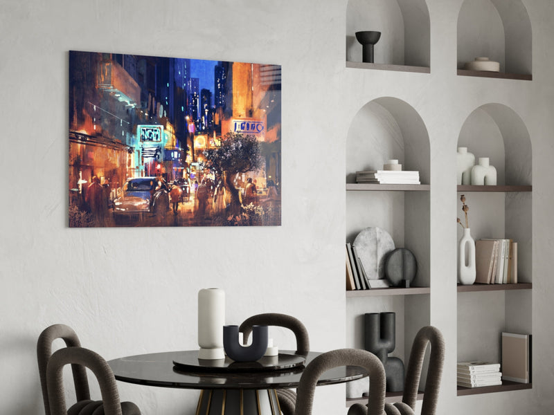 City Night Glass Wall Art