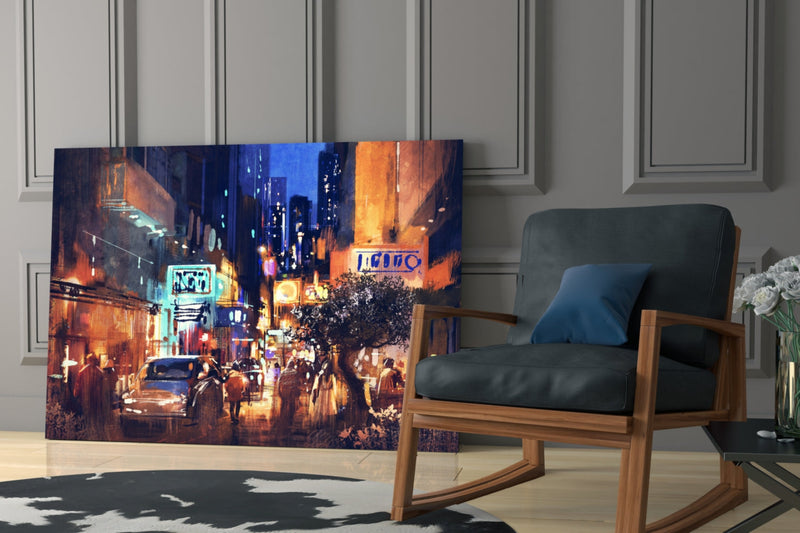 City Night Glass Wall Art