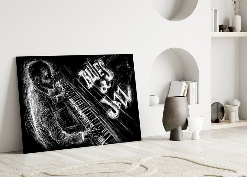 Jazz Blues Music Glass Wall Art