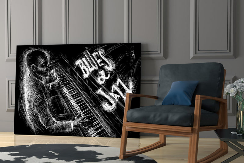 Jazz Blues Music Glass Wall Art