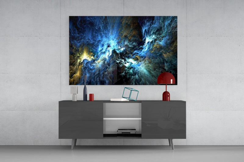 Cosmic Blue Glass Wall Art
