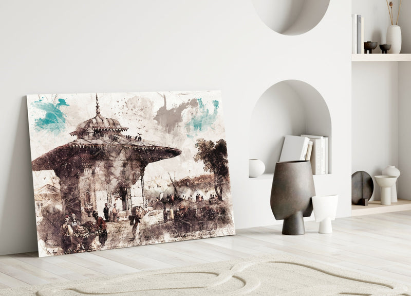 Uskudar Illustration Glass Wall Art