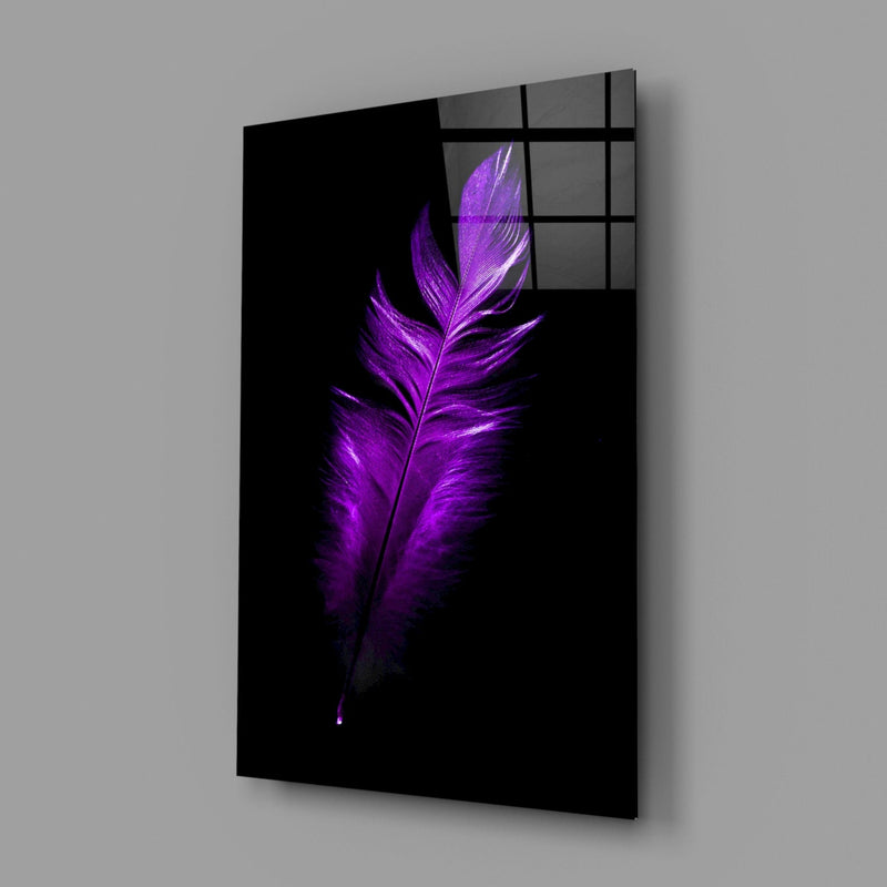 Purple Feather Glass Wall Art