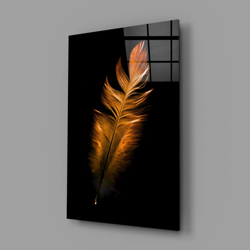 Copper Feather Glass Wall Art